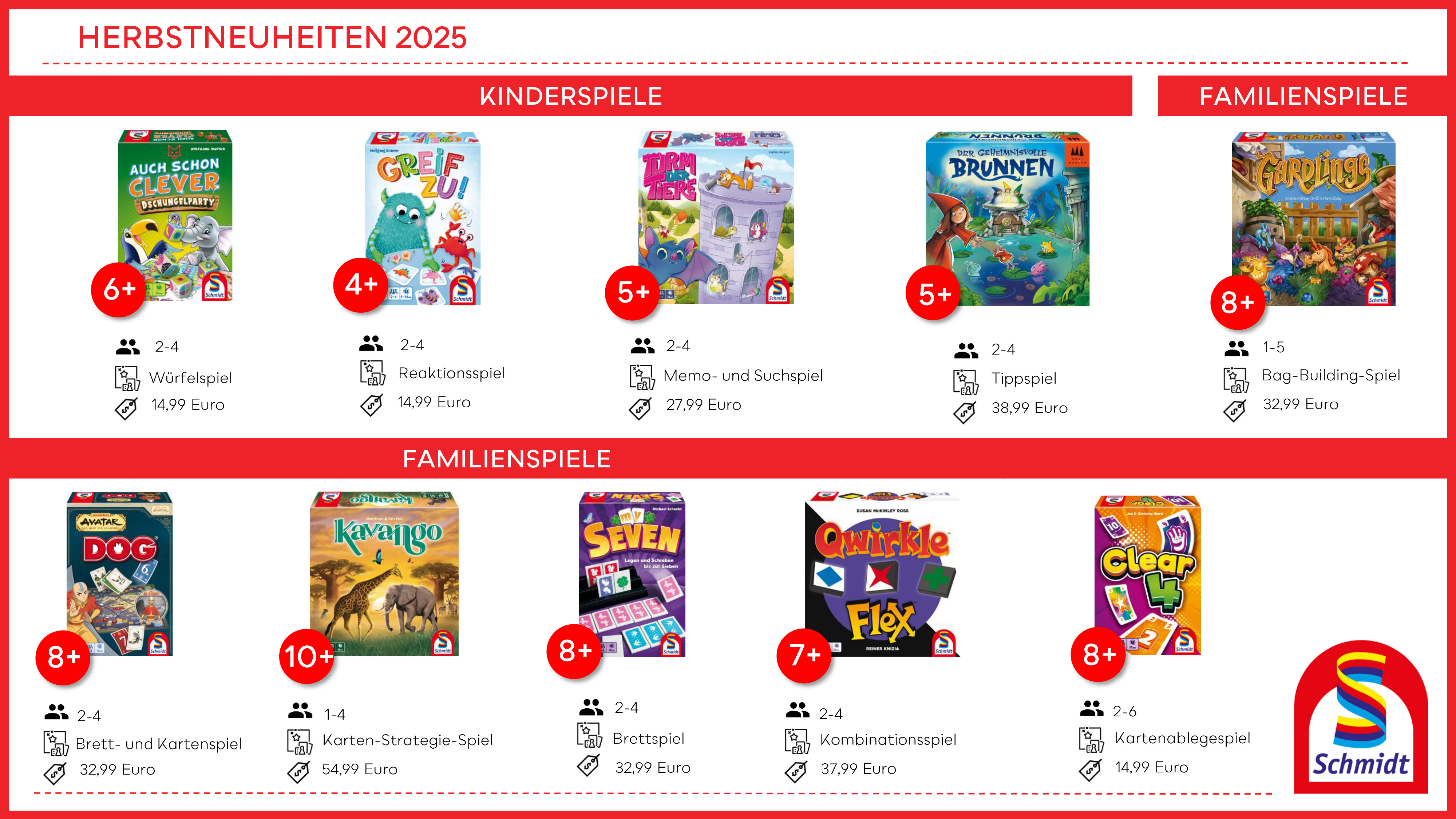 Die Herbstneuheiten 2025 von Schmidt Spiele®
